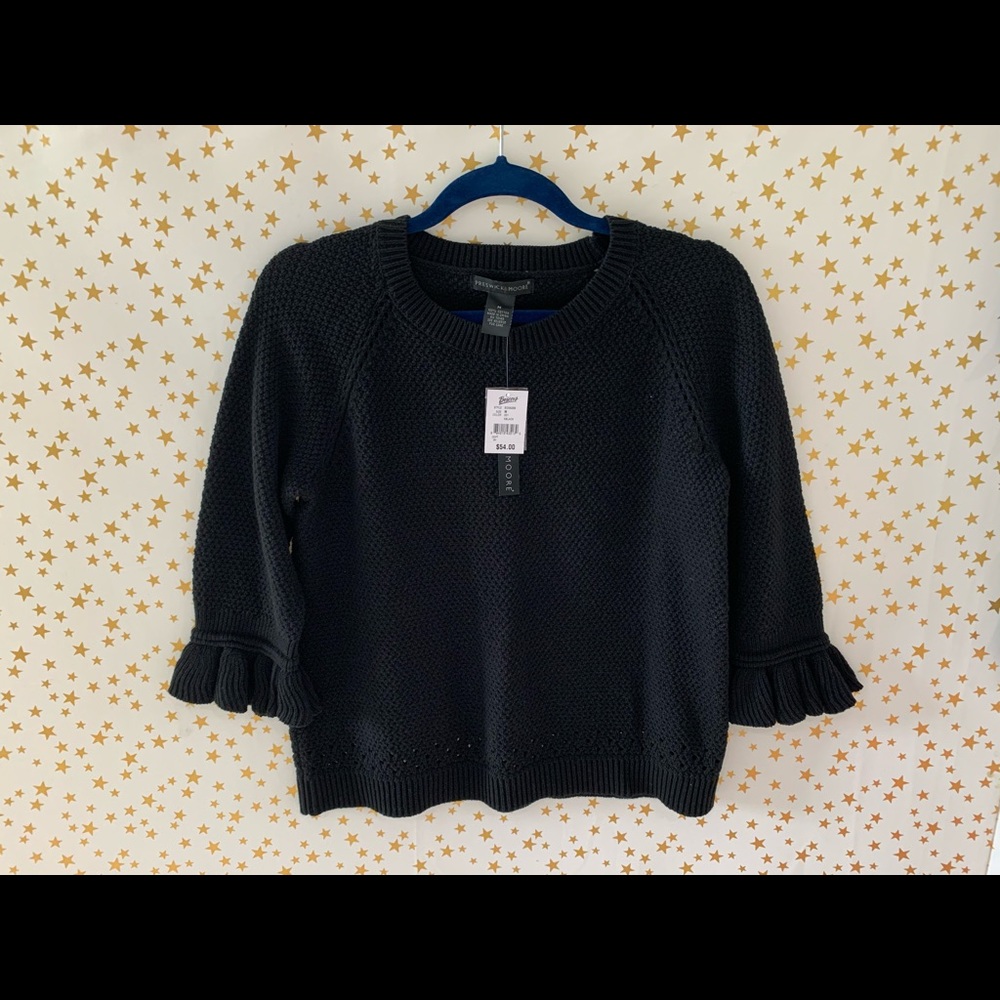 NWT Black Ruffle Sleeve Sweater